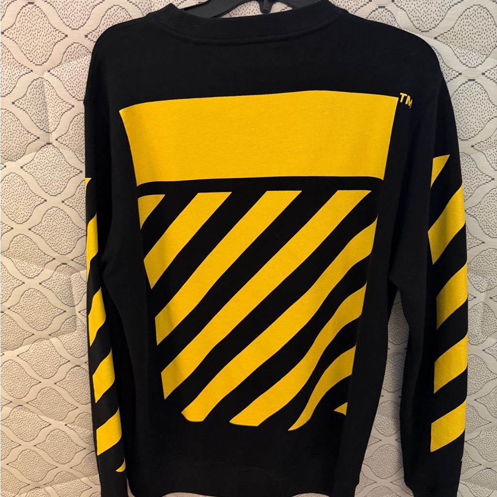 Off-White Black And Yellow Graphic Crewneck Sweater